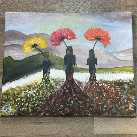 Flower Girls Wall Art/Painting 16x20 Canvas